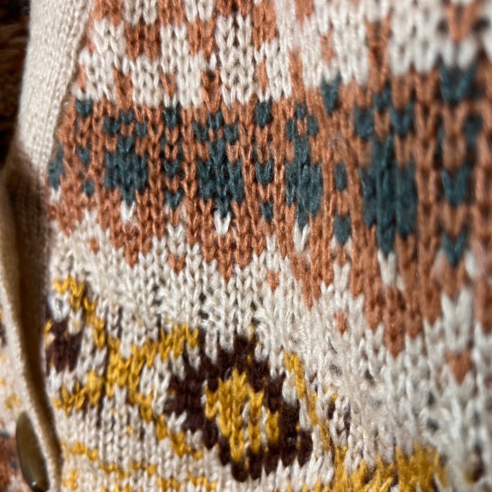 Rewind‎ Womens Fair Isle Vintage-Inspired Toggle Button Cardigan Neutral Small - Picture 6 of 12